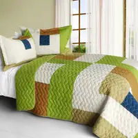 Photo of Timeless - A - Vermicelli-Quilted Patchwork Geometric Quilt Set Full/Queen
