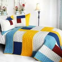 Photo of Timeless - B - Vermicelli-Quilted Patchwork Geometric Quilt Set Full/Queen