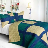 Photo of Traveling Light - 3PC Vermicelli-Quilted Patchwork Quilt Set (Full/Queen Size)