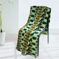 Photo of Trendy Plaids - Blue/Green/Yellow - Soft Coral Fleece Throw Blanket (71 by 79 inches)