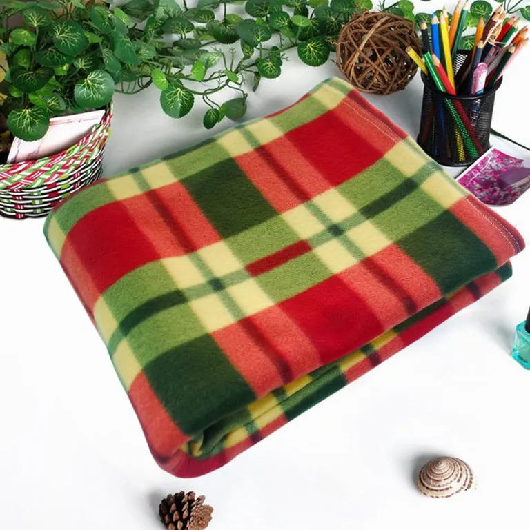 Trendy Plaids - Red/Green/Yellow - Soft Coral Fleece Throw Blanket (71 by 79 inches) Photo 2