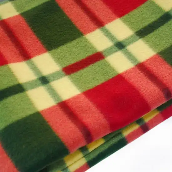 Trendy Plaids - Red/Green/Yellow -  Soft Coral Fleece Throw Blanket (71 by 79 inches) Photo 4