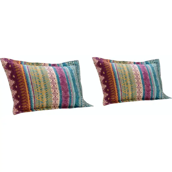 Tribal Motif Print Cotton Twin Quilt Set with 1 Pillow Sham Photo 2