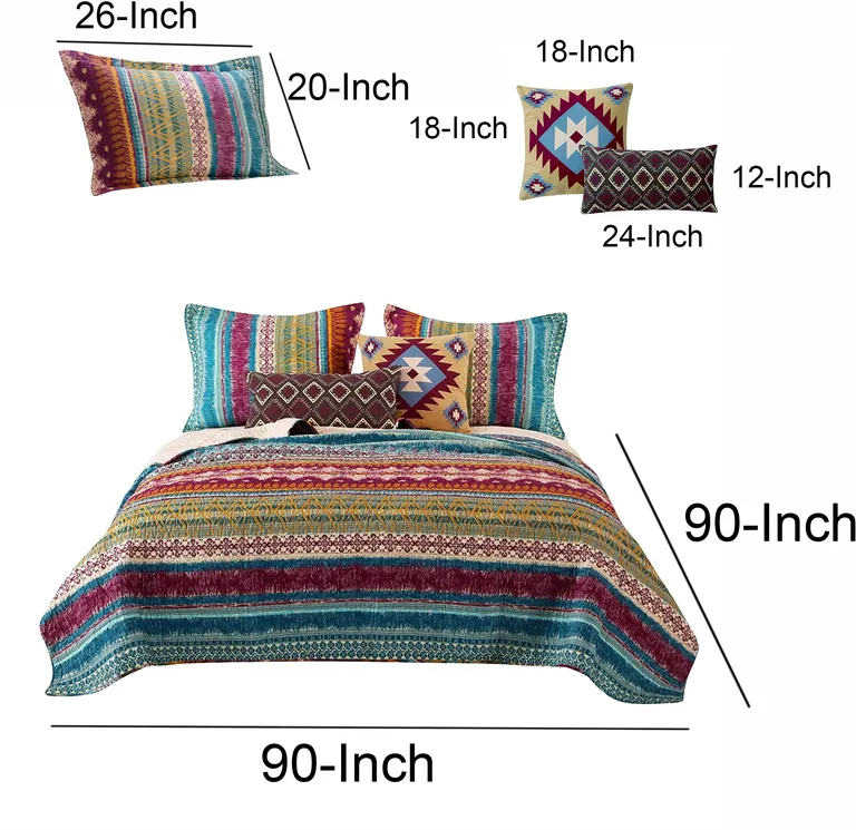 Tribal Print Full Quilt Set with Decorative Pillows Photo 4