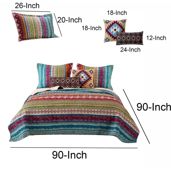 Tribal Print Full Quilt Set with Decorative Pillows Photo 4