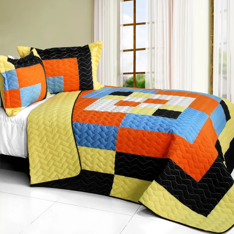 Twilight Romance - 3PC Vermicelli - Quilted Patchwork Quilt Set (Full/Queen Size) Photo 1