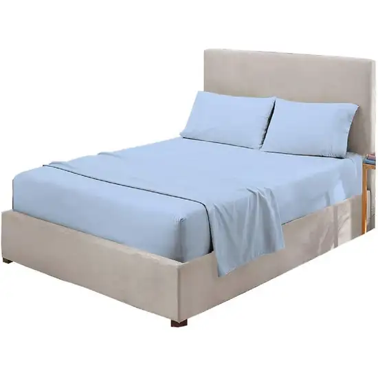 Twin Blue 100-Percent Egyptian Cotton 1000 Thread Count 3-Piece Sheet Set Photo 2