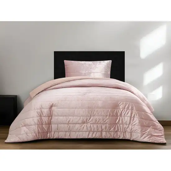 Blush Twin Polyester 180 Thread Count Washable Down Comforter Set Photo 1