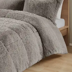 Photo of Soft Sherpa Faux Fur 2-Piece Comforter Set with Pillow Shams