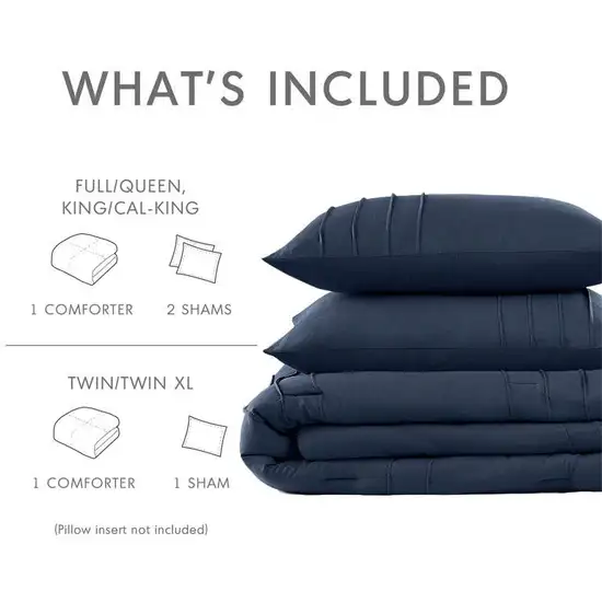 Twin/Twin XL Microfiber Pleated Soft Washed Comforter Set Navy Photo 5