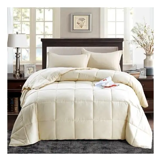 Twin/Twin XL Traditional Microfiber Reversible 3 Piece Comforter Set in Ivory Photo 1