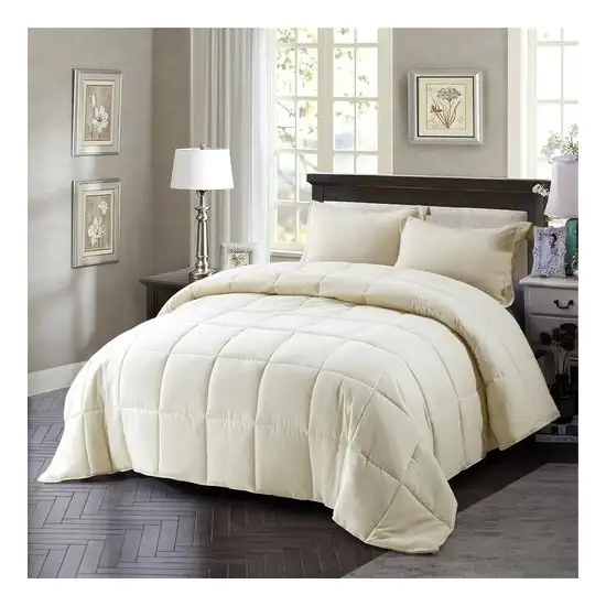 Twin/Twin XL Traditional Microfiber Reversible 3 Piece Comforter Set in Ivory Photo 2