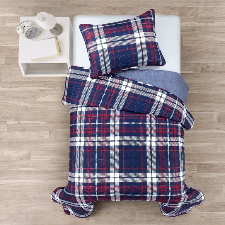 Twin/XL Farmhouse Plaid 2 Piece Lightweight Reversible Quilt Set Photo 2