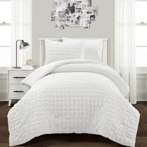 Photo of Twin/XL Size Crinkled Textured 2 Piece Comforter Set White