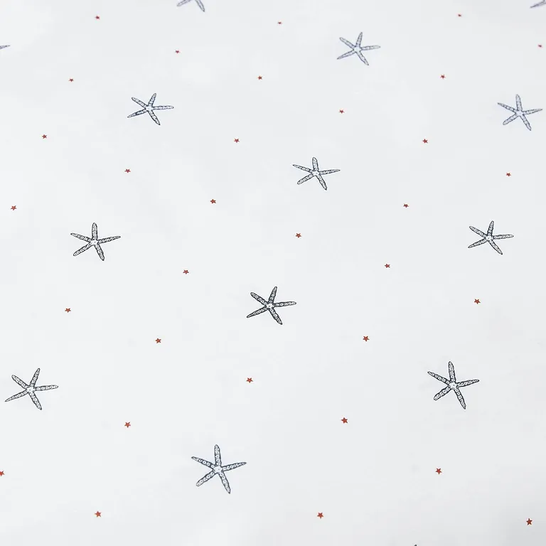 Twin size Coastal Beach Starfish White Navy Red 100-Percent Cotton Sheet Set Photo 2