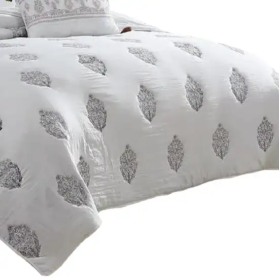 Tyler 6 Piece Queen Comforter Set, Damask Design, The Urban Port, White Photo 4