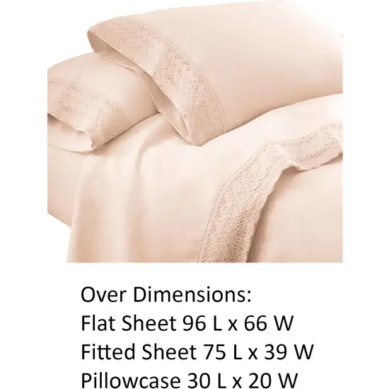 Udine 3 Piece Twin Size Microfiber Sheet Set with Crochet lace The Urban Port Photo 3