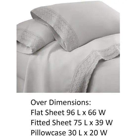 Udine 3 Piece Twin Size Microfiber Sheet Set with Crochet lace The Urban Port Photo 3