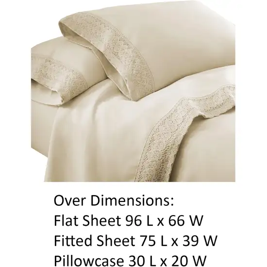 Udine 3 Piece Twin Size Microfiber Sheet Set with Crochet lace The Urban Port Photo 3