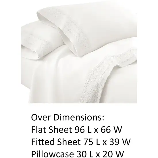 Udine 3 Piece Twin Size Sheet Set with Crochet Lace The Urban Port Photo 3