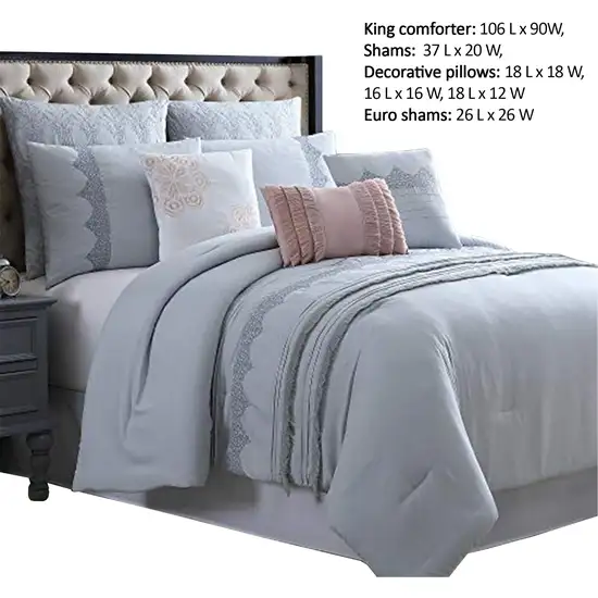 Valletta 8 Piece King Comforter Set with Embroidery and Pleats The Urban Port Photo 2