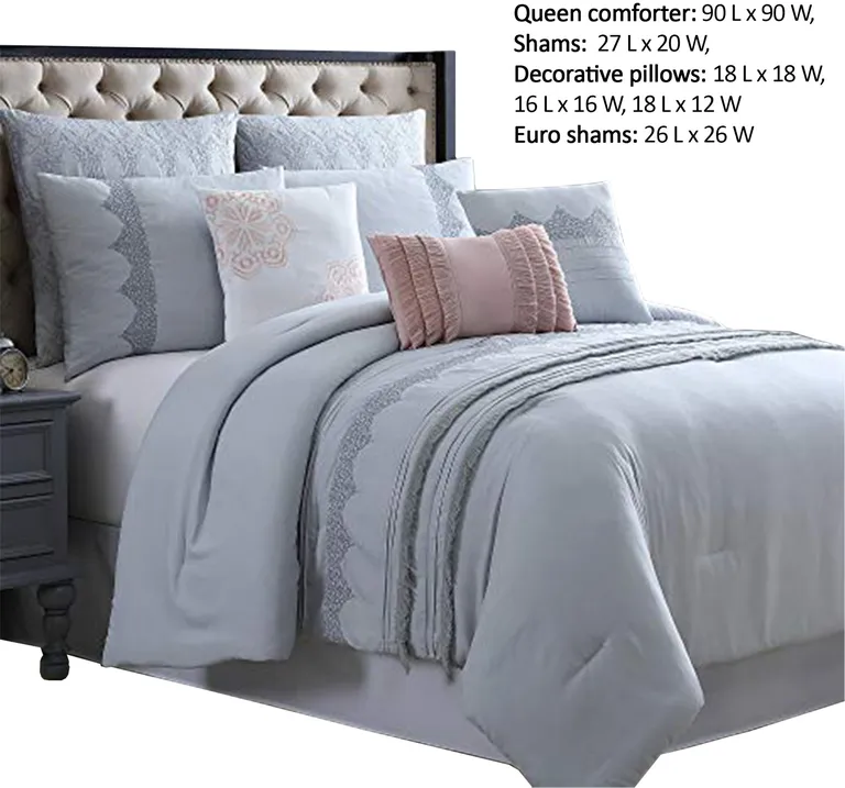 Valletta 8 Piece Queen Comforter Set with Embroidery and Pleats The Urban Port Photo 2