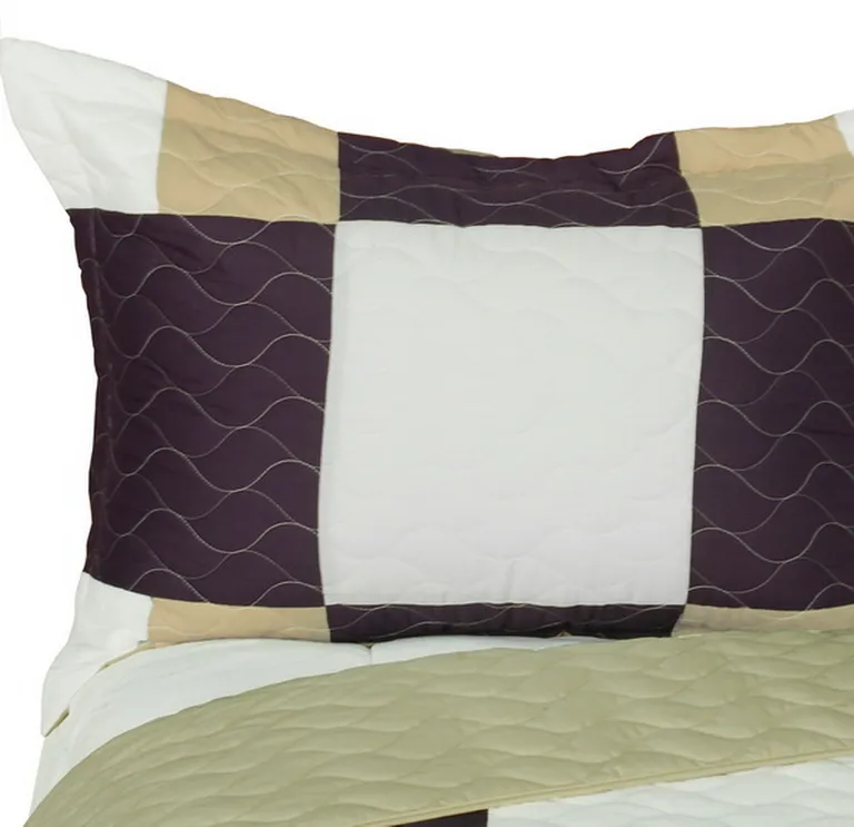 Vintage Fashion - 3PC Vermicelli-Quilted Patchwork Quilt Set (Full/Queen Size) Photo 2