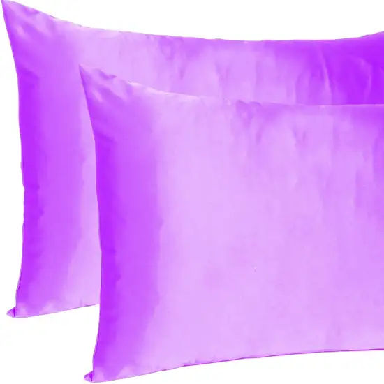 Violet Dreamy Set Of 2 Silky Satin Queen Pillowcases Photo 7