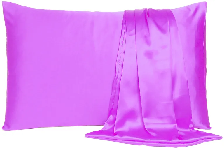 Violet Dreamy Set Of 2 Silky Satin Queen Pillowcases Photo 4