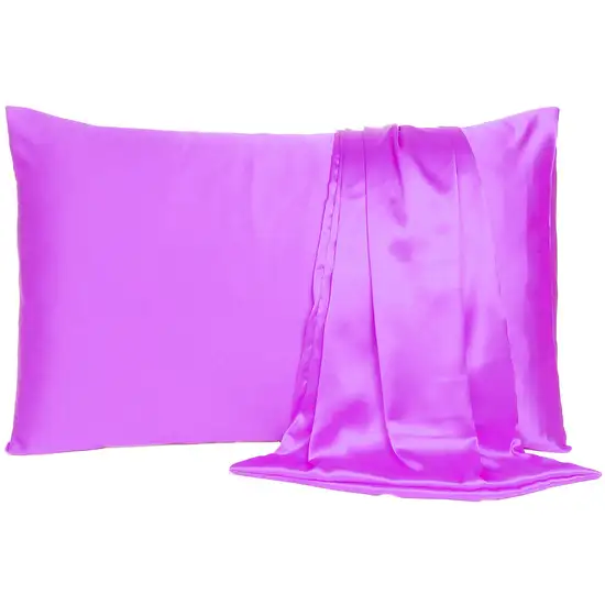 Violet Dreamy Set Of 2 Silky Satin Queen Pillowcases Photo 4