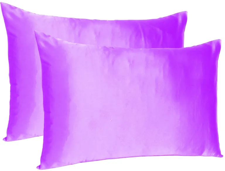 Violet Dreamy Set Of 2 Silky Satin Queen Pillowcases Photo 3