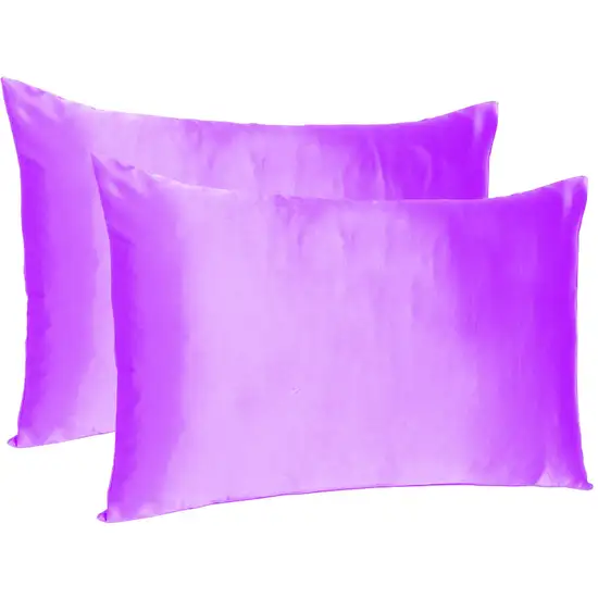 Violet Dreamy Set Of 2 Silky Satin Queen Pillowcases Photo 3