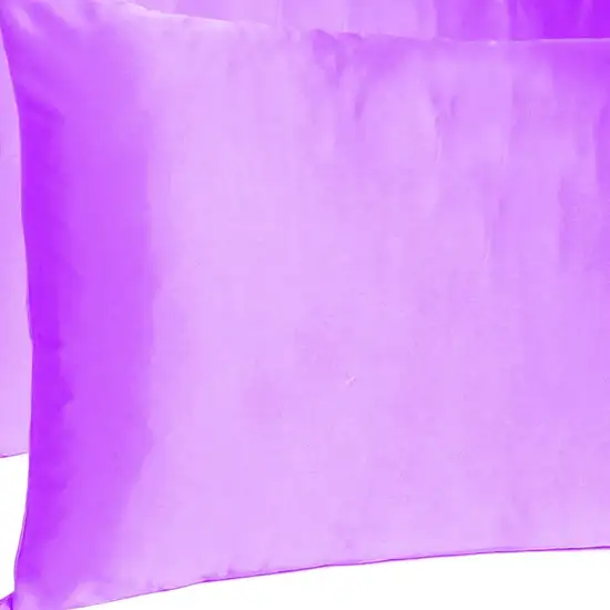 Violet Dreamy Set Of 2 Silky Satin Queen Pillowcases Photo 6