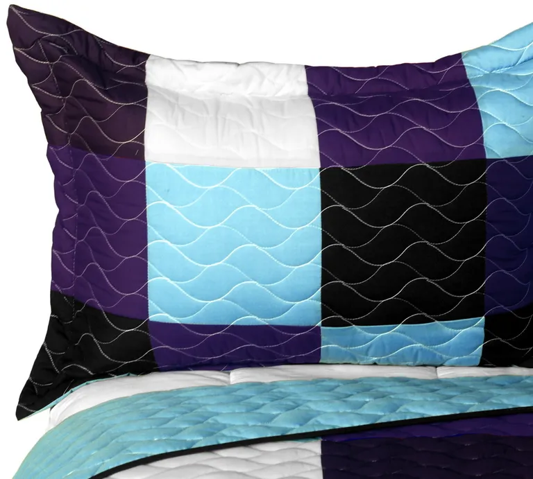 Voilet Diamonds - 3PC Vermicelli - Quilted Patchwork Quilt Set (Full/Queen Size) Photo 2