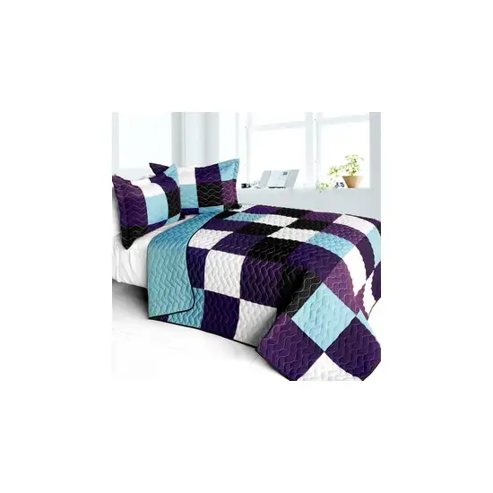 Voilet Diamonds -  3PC Vermicelli - Quilted Patchwork Quilt Set (Full/Queen Size) Photo 2