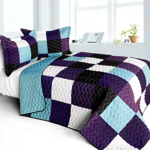 Photo of Voilet Diamonds - 3PC Vermicelli - Quilted Patchwork Quilt Set (Full/Queen Size)