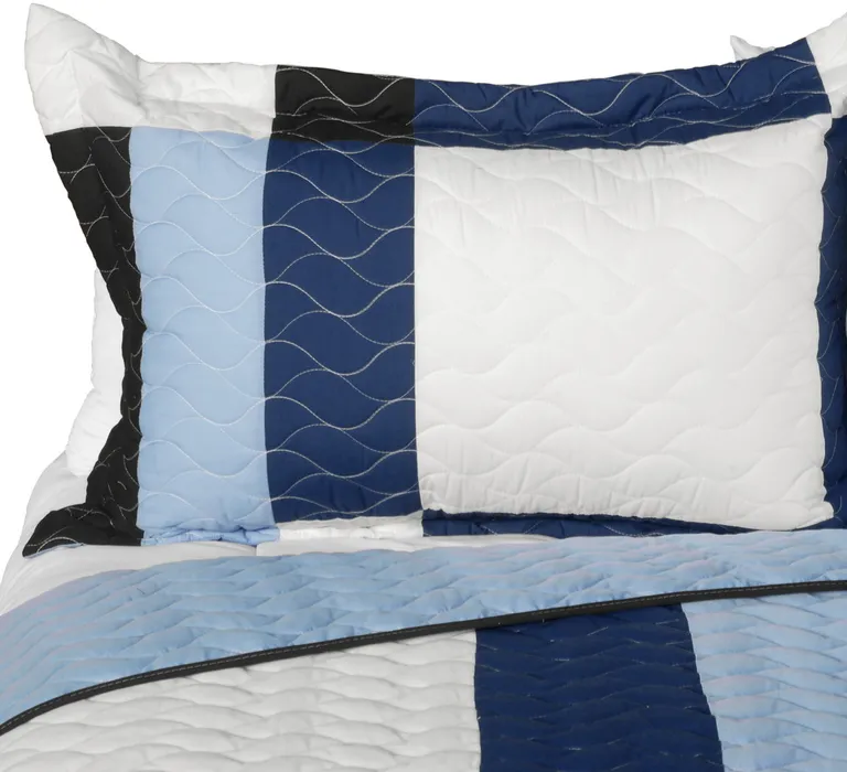 Watermark - 3PC Vermicelli - Quilted Patchwork Quilt Set (Full/Queen Size) Photo 2