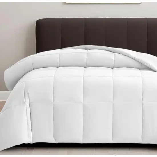 White  Box Stitch Microfiber Down Alternative Comforter Photo 1