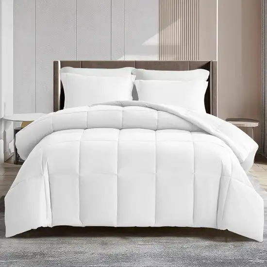 White  Box Stitch Microfiber Down Alternative Comforter Photo 5