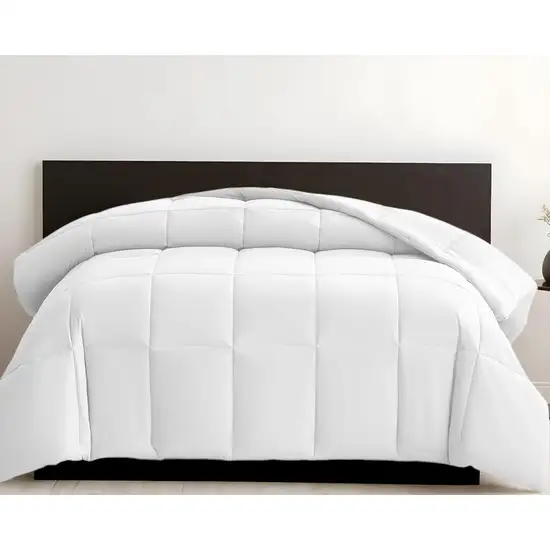 White  Box Stitch Microfiber Down Alternative Comforter Photo 1