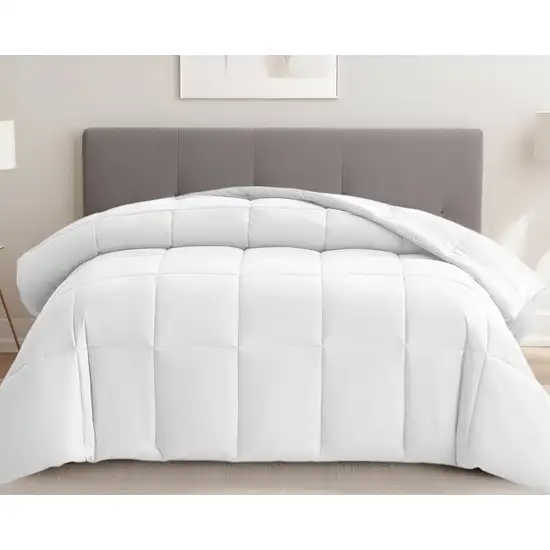 White  Box Stitch Microfiber Down Alternative Comforter Photo 1