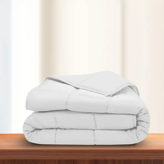 White  Box Stitch Microfiber Down Alternative Comforter Photo 6