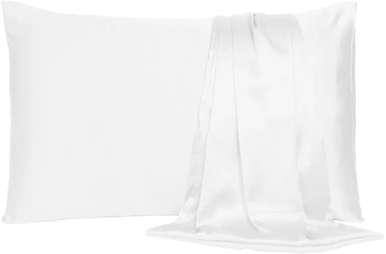 White Dreamy Set Of 2 Silky Satin King Pillowcases Photo 1