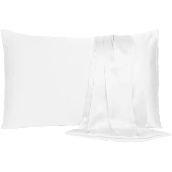 White Dreamy Set Of 2 Silky Satin King Pillowcases Photo 1