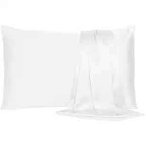 Photo of White Dreamy Set Of 2 Silky Satin King Pillowcases