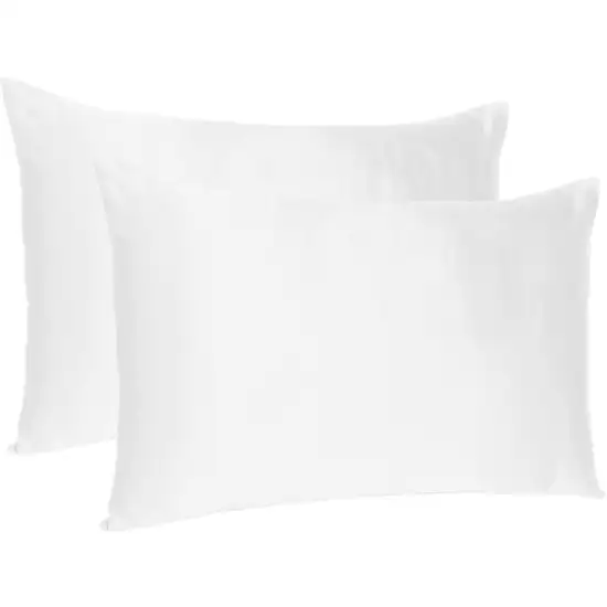 White Dreamy Set Of 2 Silky Satin King Pillowcases Photo 5