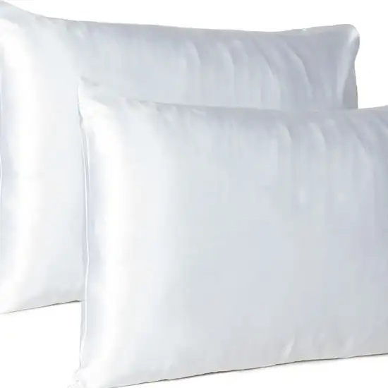 White Dreamy Set Of 2 Silky Satin Queen Pillowcases Photo 7