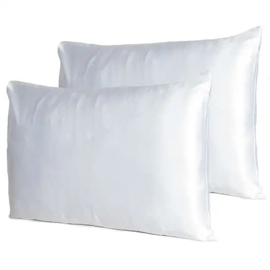 White Dreamy Set Of 2 Silky Satin Standard Pillowcases Photo 7