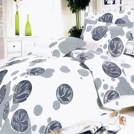 White Gray Marbles -  100% Cotton 5PC Comforter Set (Full Size) Photo 1
