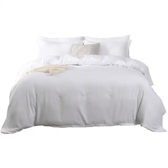 White  Microfiber 1400 Thread Count Machine Washable Duvet Cover Set Photo 2